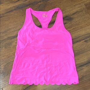 Lilly Pulitzer Luxletic Bright Pink Racerback Tank with Scalloped Hem